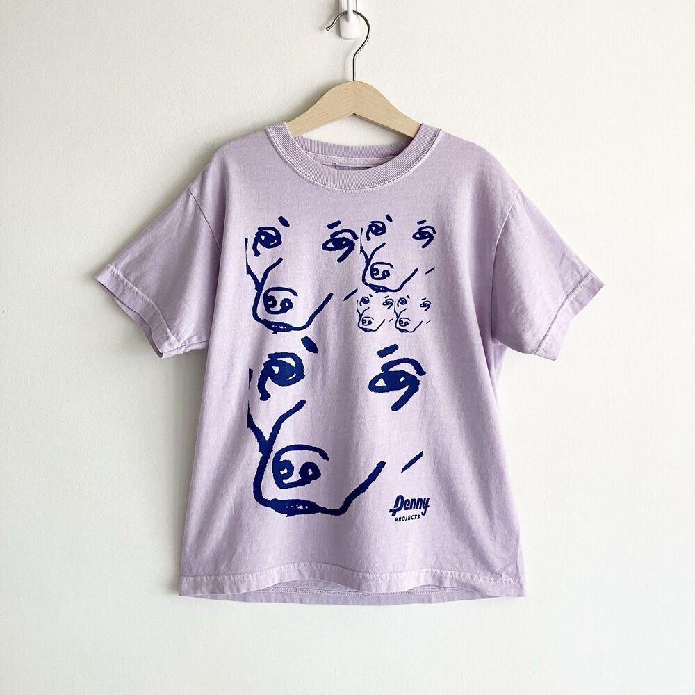 Penny Projects T Shirt Youth Medium Dog Graphic Print Lavender Purple